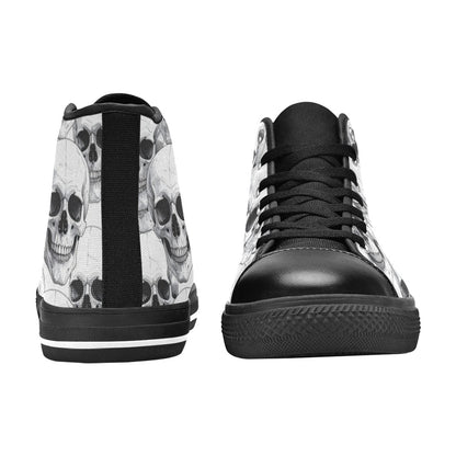 MEN'S Clean Skull Line Art High Top Canvas Dark Academia Custom Sneakers
