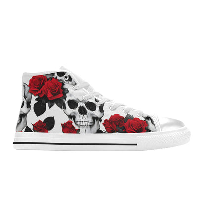 WOMEN'S Skulls Roses Deluxe 7 High Top Canvas Dark Academia Shoes