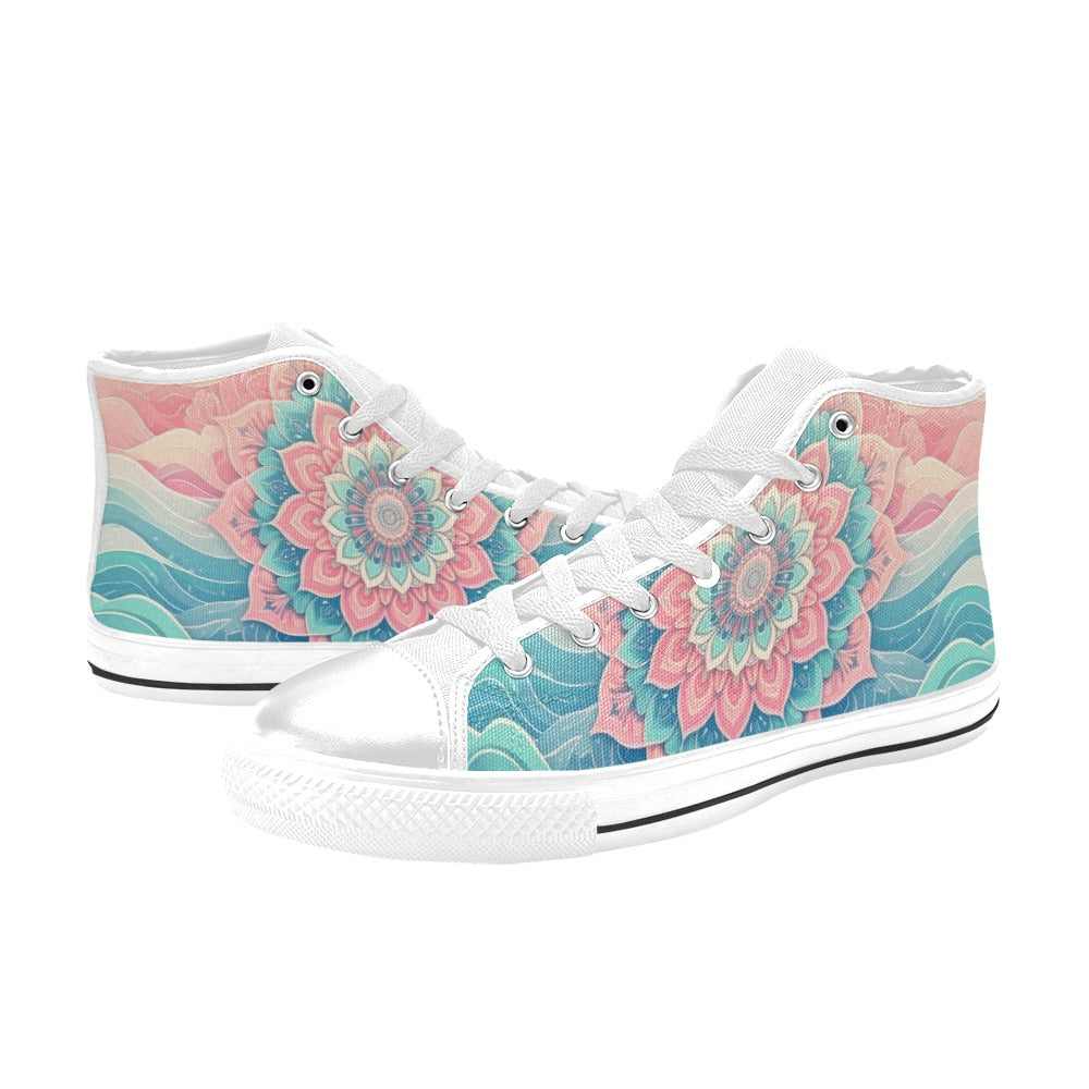 WOMEN'S Pastel Wave Mandala High Top Canvas Surreal Sneakers