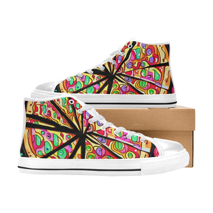 WOMEN'S Pizza Fantasy Art High Top Canvas Cottagecore Sneakers