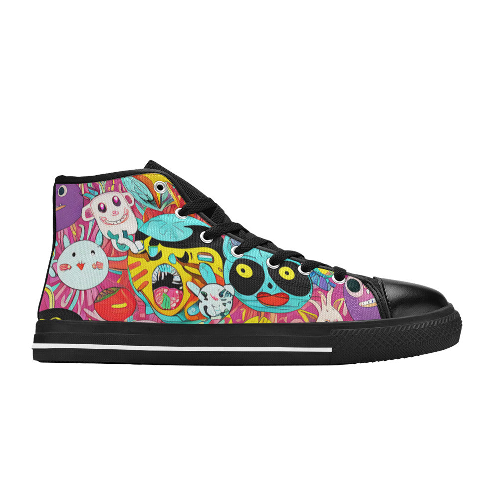 MEN'S Crazy Illustrations 2 Men’S High Top Canvas Vibrant Chaos Custom Shoes