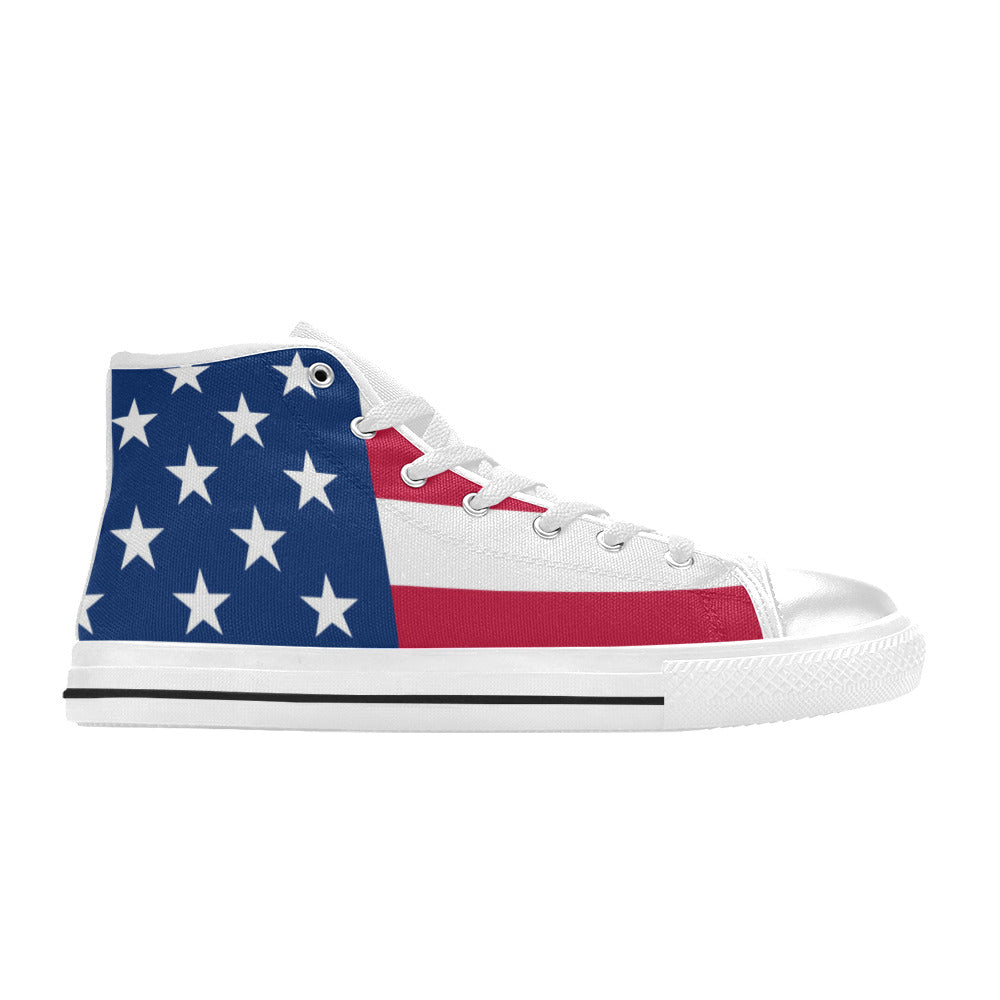 WOMEN'S Patriotic Shoes Flag Print High Top Canvas Dark Academia Custom Shoes