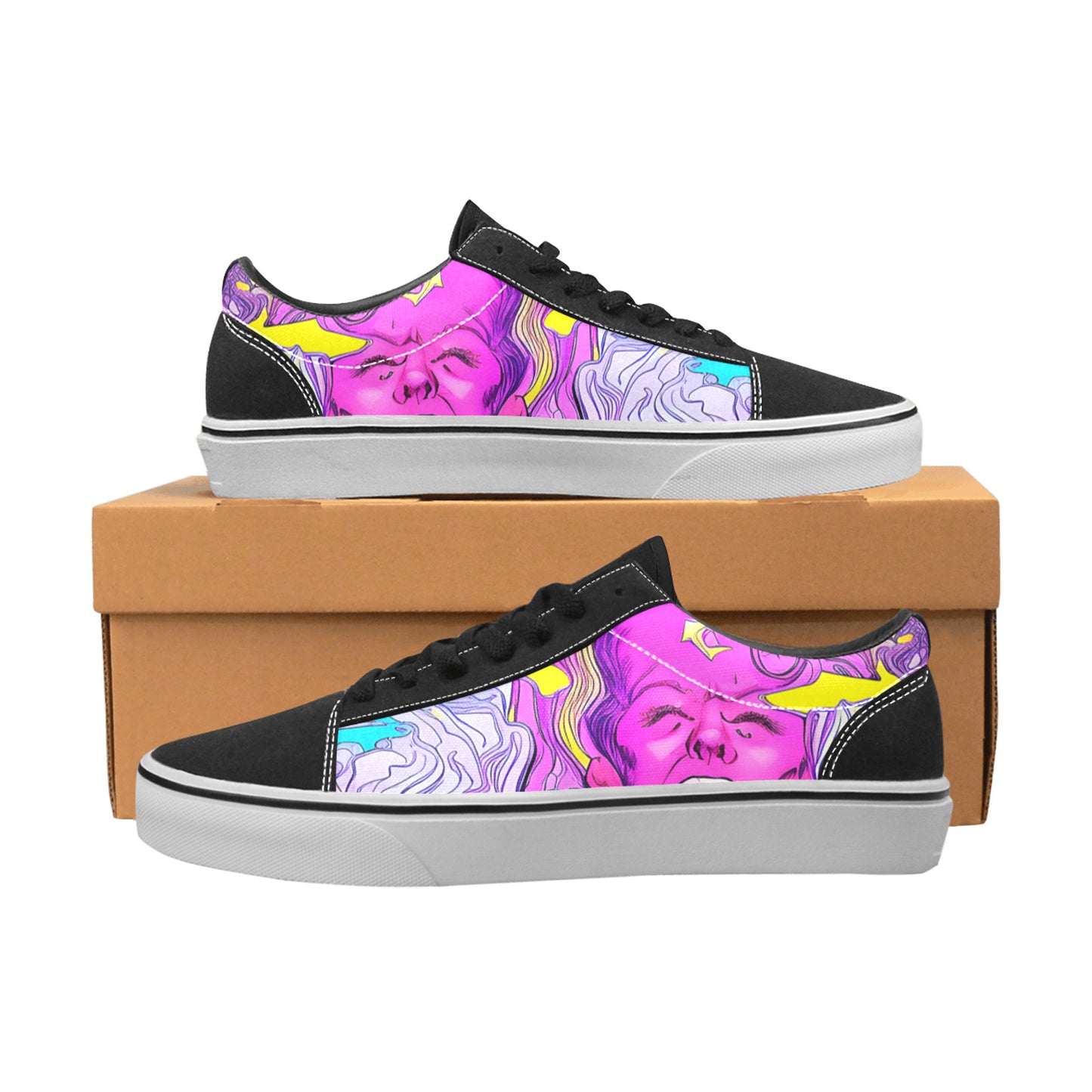 WOMEN'S Trip Retro Art Low Top Skateboarding Grunge Custom Shoes