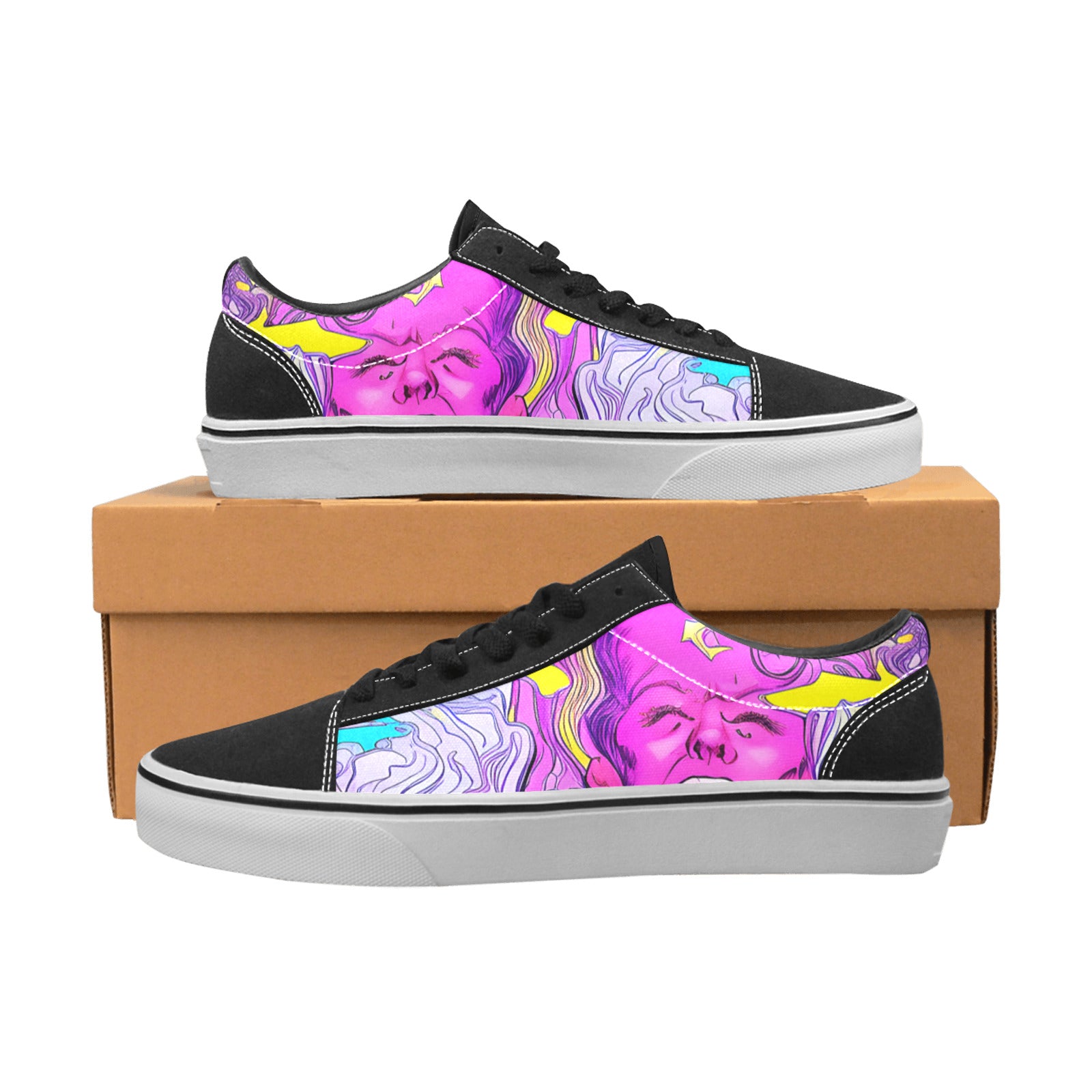 WOMEN'S Trip Retro Art Low Top Skateboarding Grunge Custom Shoes
