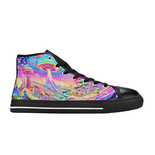 WOMEN'S Trippy World Art 5 High Top Canvas Neon Fantasy Shoes