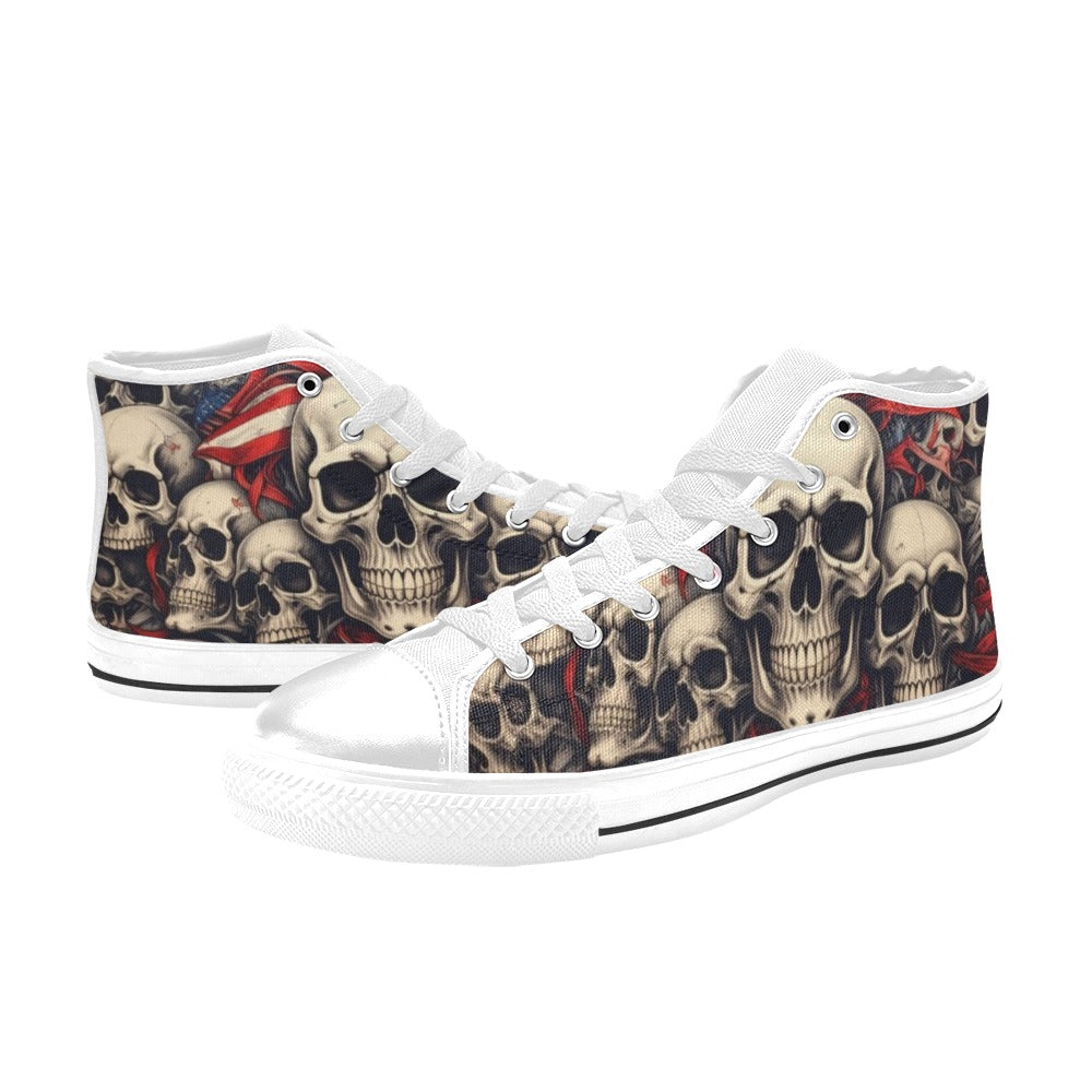 MEN'S Patriotic Skull Flag High Top Canvas Y2K Custom Shoes