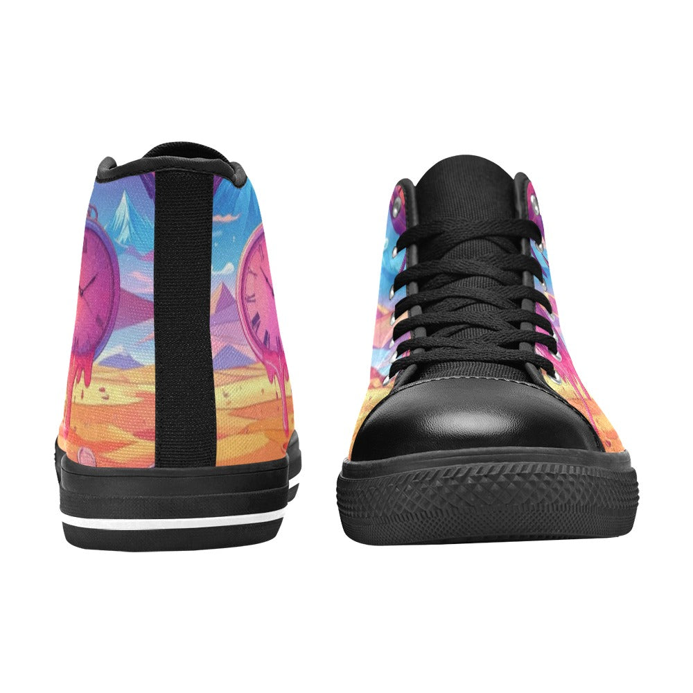 MEN'S Surrealist Dreamscape Pattern, Melting High Top Canvas Dreamcore Sneakers