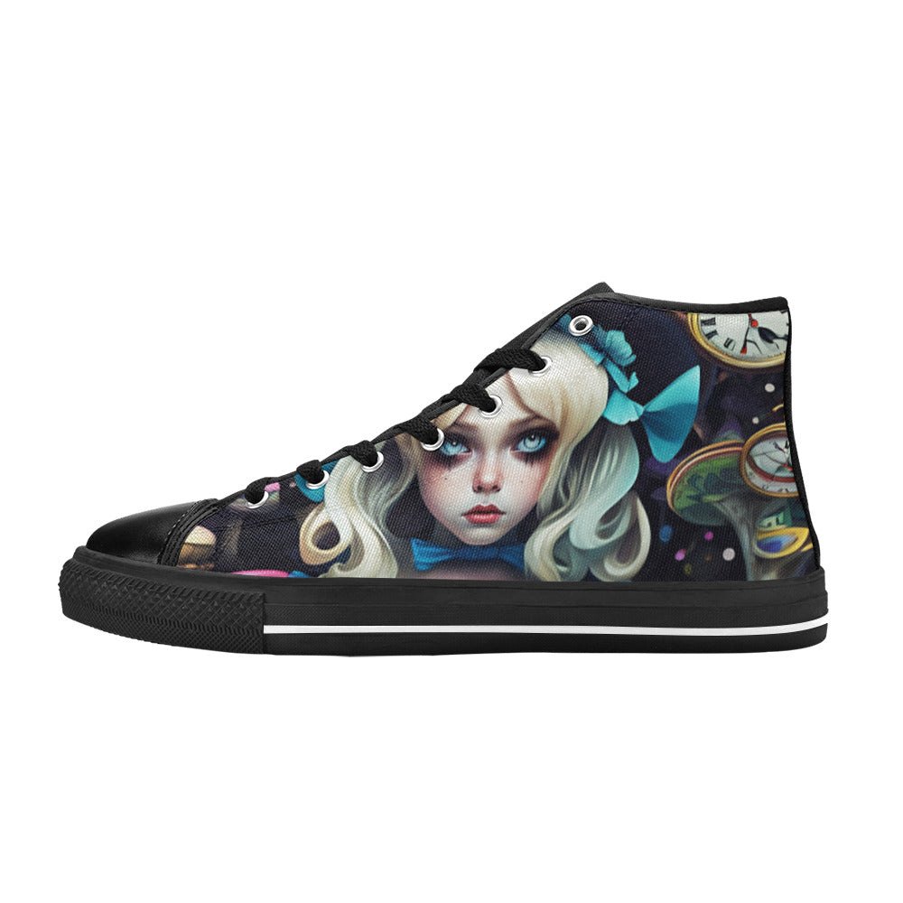 MEN'S Creepy Art Trippy Wonderland High Top Canvas Grunge Shoes