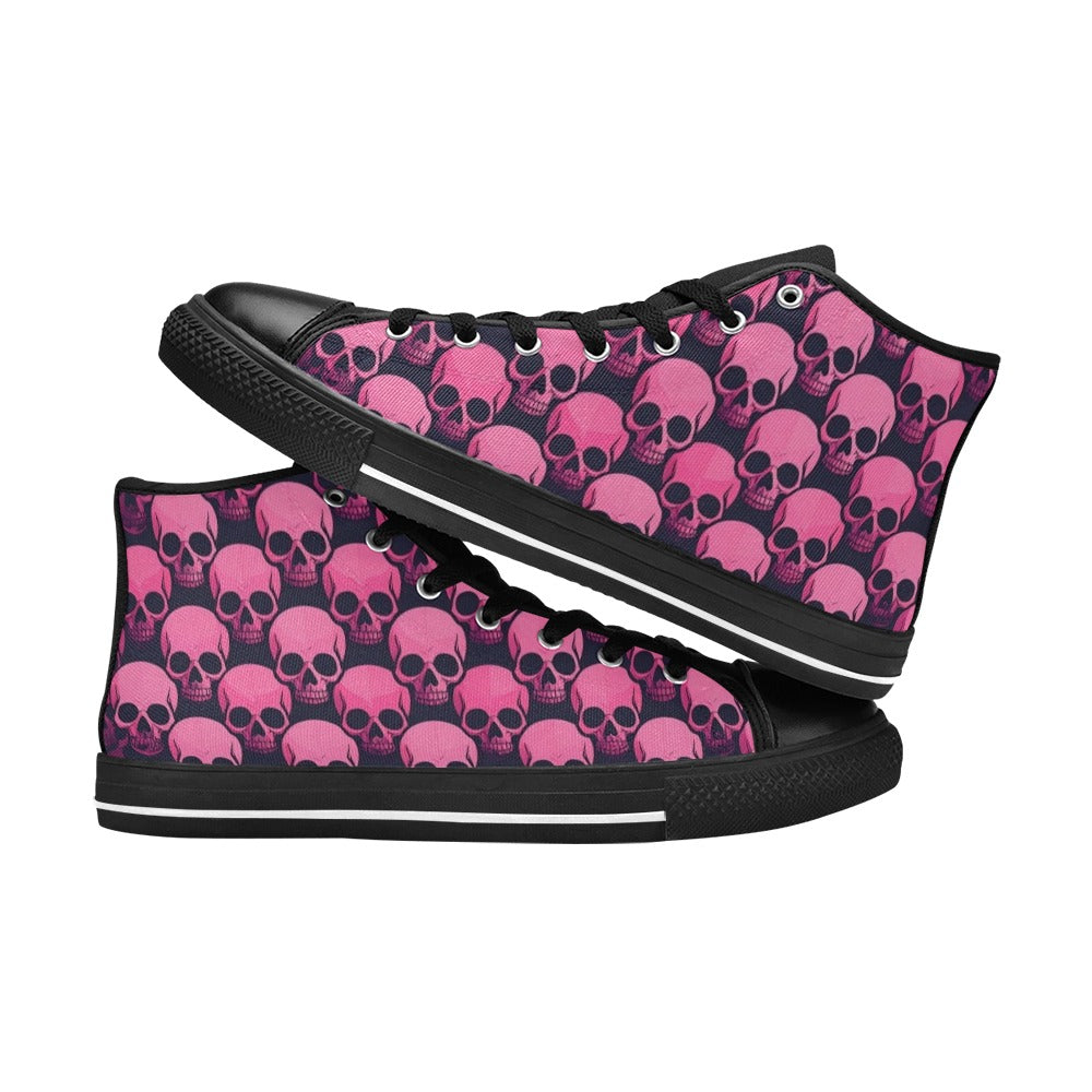 MEN'S Skull Underground Comix Black High Top Canvas Grunge Custom Shoes