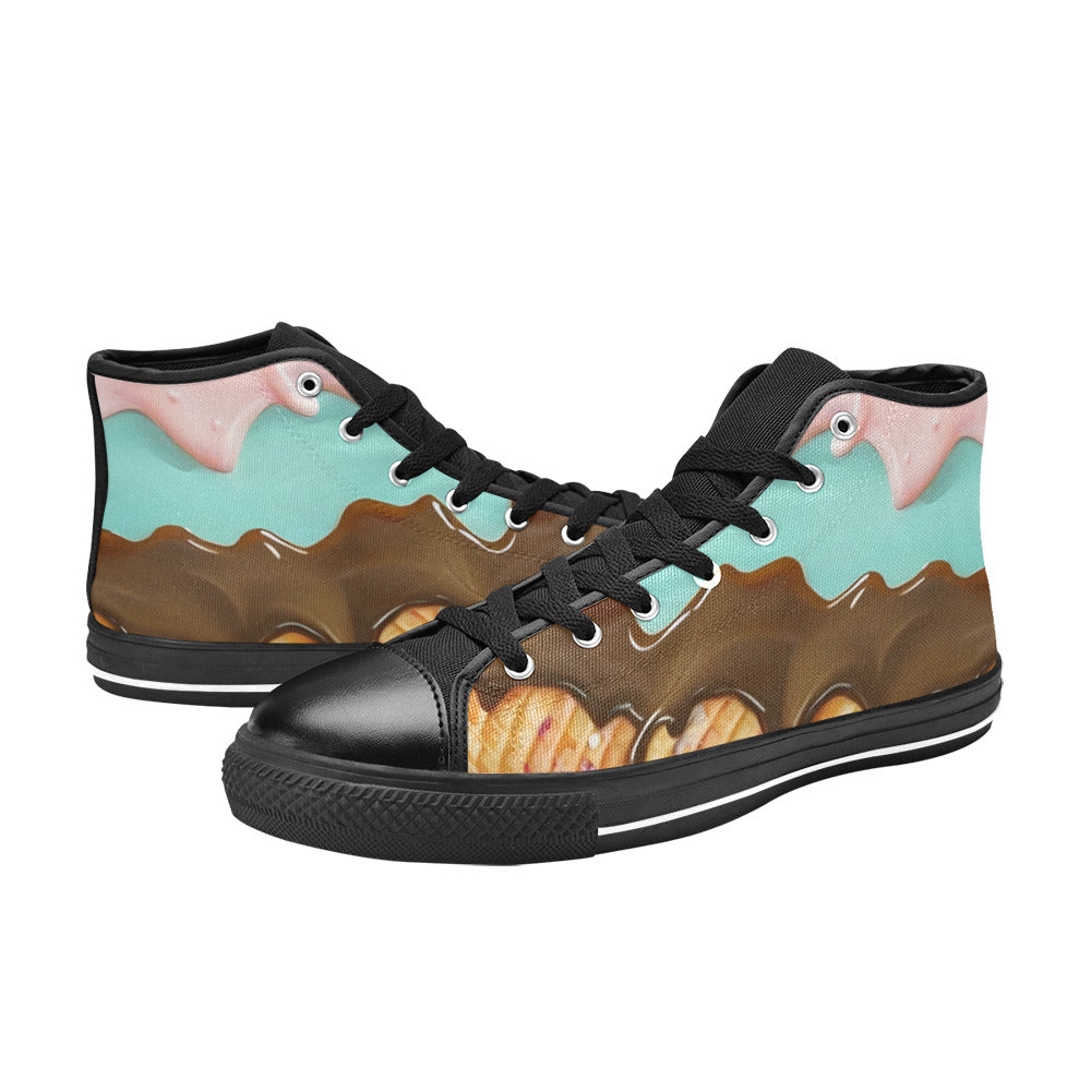 WOMEN'S Cc Ice Cream Art High Top Canvas Cottagecore Custom Sneakers