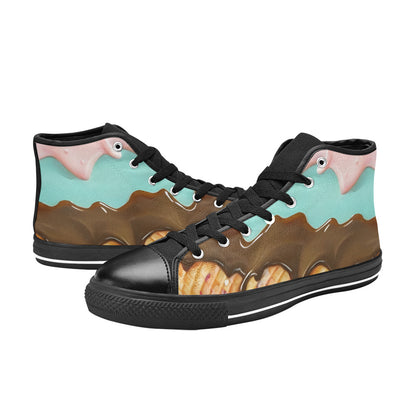 WOMEN'S Cc Ice Cream Art High Top Canvas Cottagecore Custom Sneakers