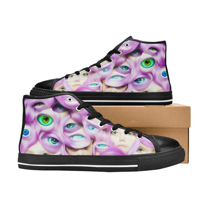 MEN'S Cc Wall Eyes Trippy High Top Canvas Dark Academia Custom Shoes