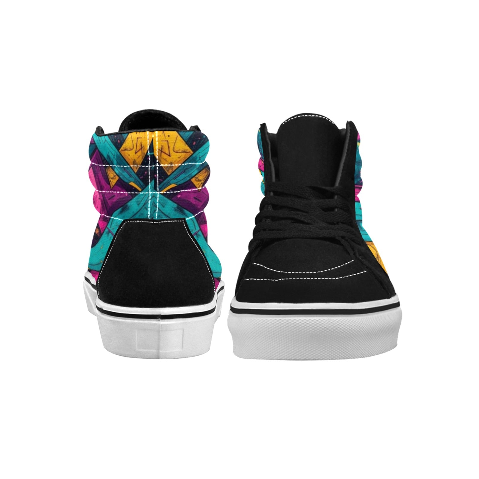 MEN'S Neon Squiggle Memphis Custom High Top Skateboarding Y2K Custom Shoes