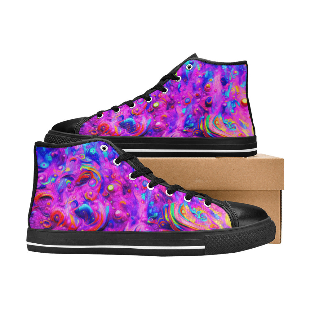 WOMEN'S Cc Acid Bath Art High Top Canvas Aesthetic Sneakers