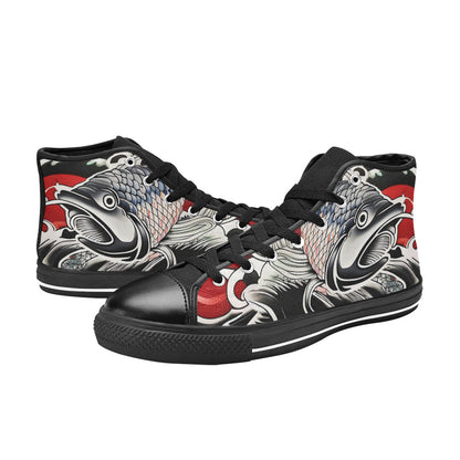 MEN'S Japanese Fish Art 3 High Top Canvas Vivid Shoes