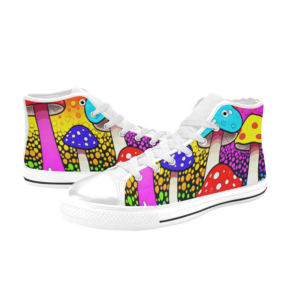 WOMEN'S Colorful Mushrooms Art Vibes High Top Canvas Dreamcore Sneakers