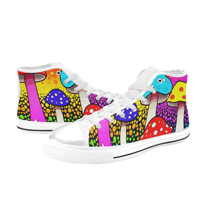 WOMEN'S Colorful Mushrooms Art Vibes High Top Canvas Dreamcore Sneakers