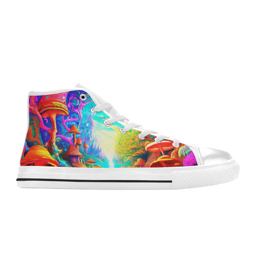 WOMEN'S Psyc Fantasy Art High Top Canvas Vibrant Chaos Sneakers
