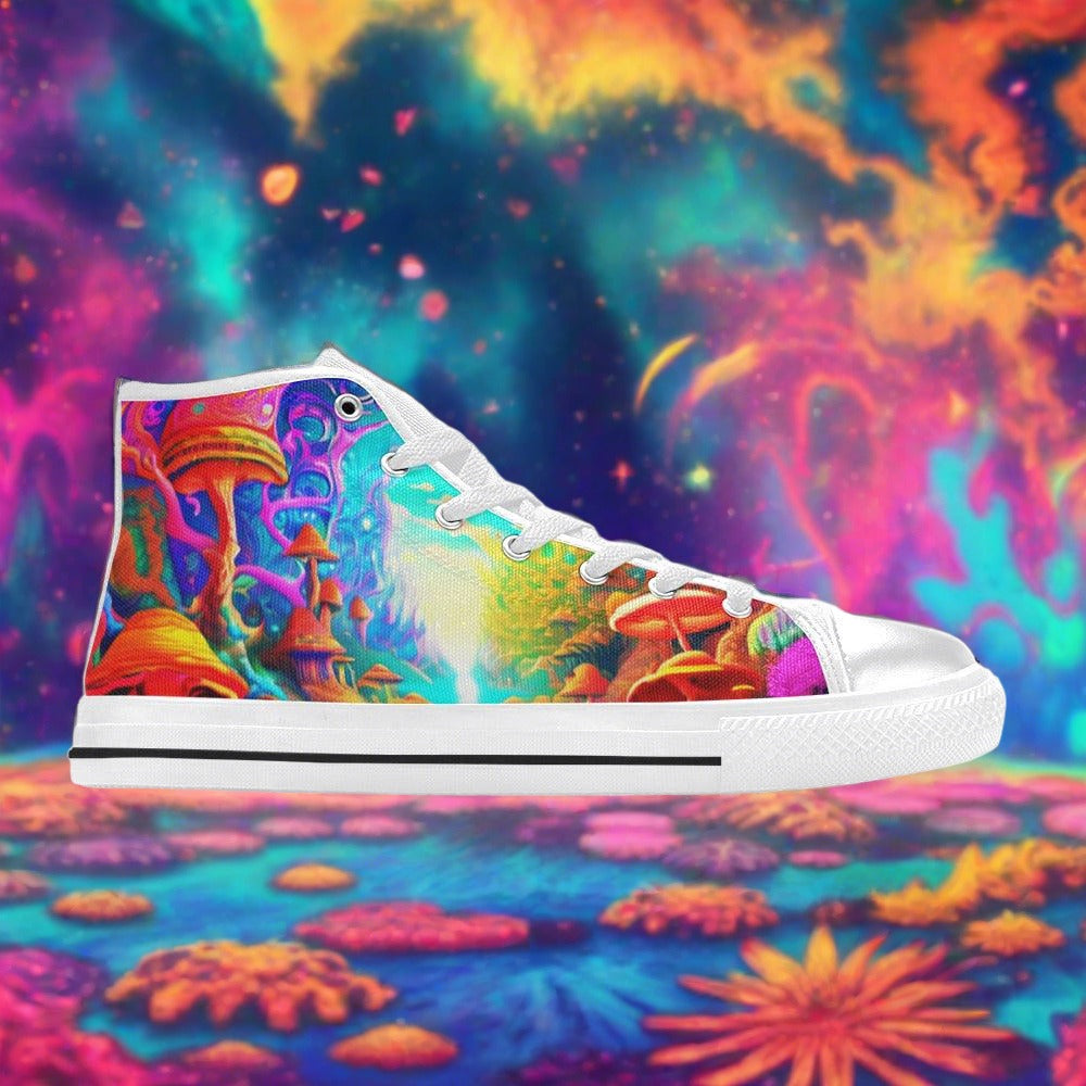 Cyberpunk Silver Blue Vivid WOMEN Bold Art - Freaky Shoes | Custom Art Sneakers
