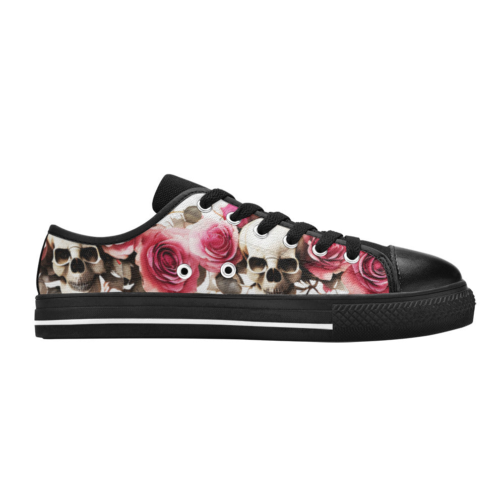 MEN'S Skulls Roses Deluxe 14 Canvas Vibrant Chaos Custom Shoes