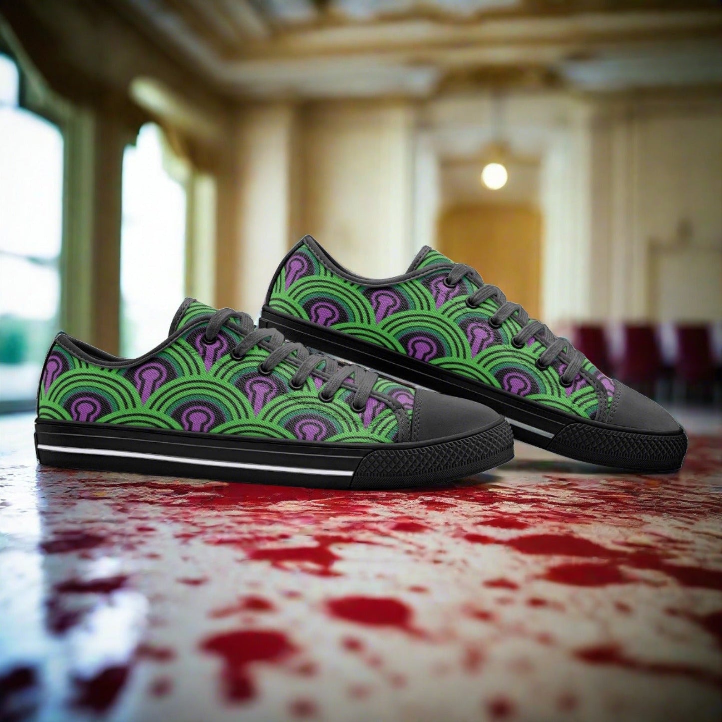 Dragon Crimson Black Vivid Bold Art - Freaky Shoes