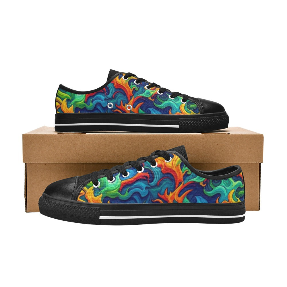 KIDS' Psychedelic Camo Rhythm Low Top Canvas Y2K Custom Shoes