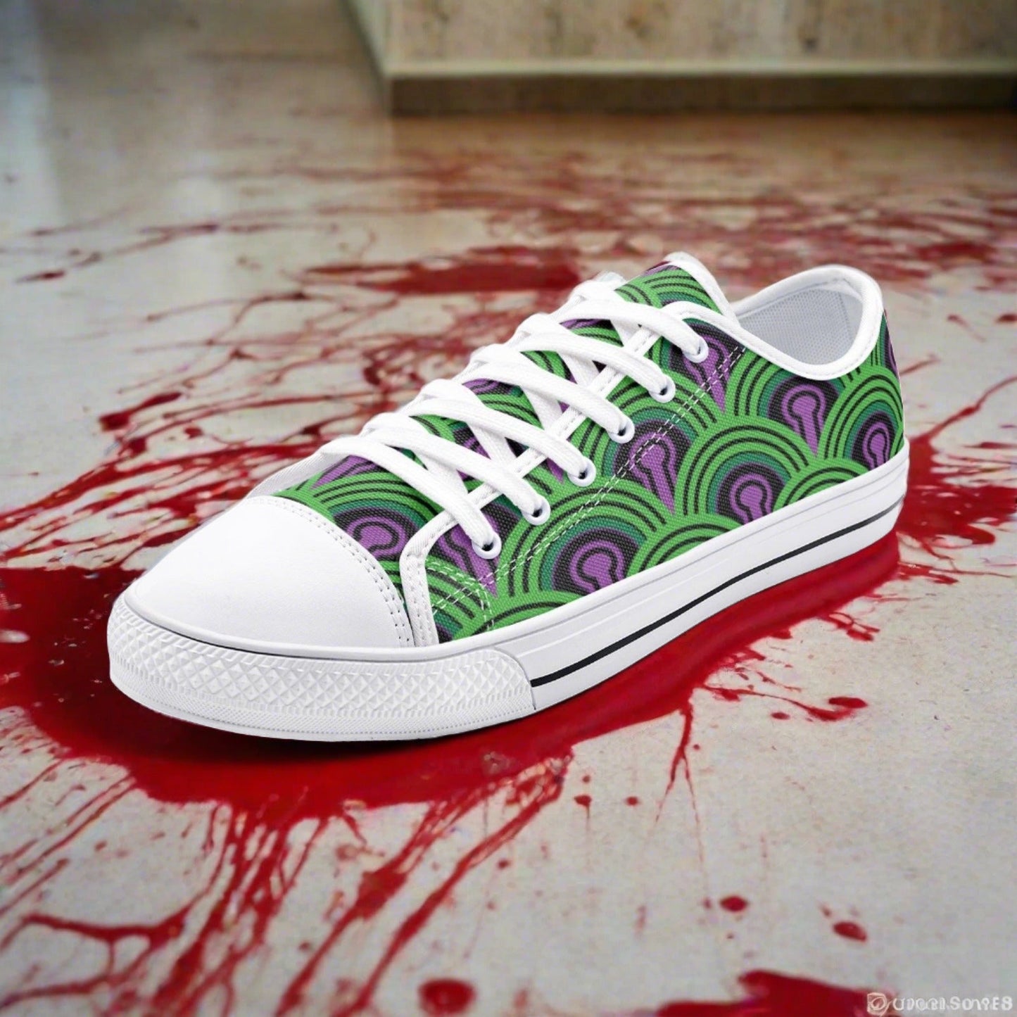 Dragon Crimson Black Vivid Bold Art - Freaky Shoes