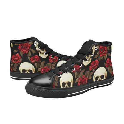 WOMEN'S Rose Skulls 2 High Top Canvas Aesthetic Custom Shoes