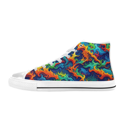 MEN'S Psychedelic Camo Rhythm High Top Canvas Cottagecore Custom Shoes
