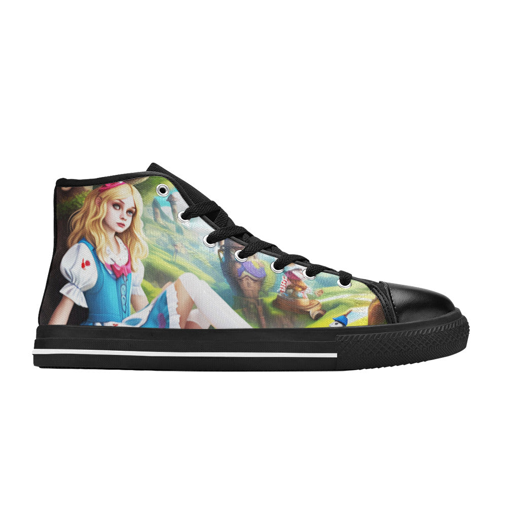 WOMEN'S Acid Creepy Wonderland Psychedelic High Top Canvas Neon Fantasy Sneakers