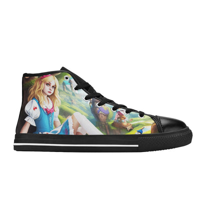 WOMEN'S Acid Creepy Wonderland Psychedelic High Top Canvas Neon Fantasy Sneakers