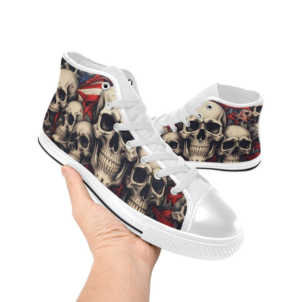 MEN'S Patriotic Skull Flag High Top Canvas Y2K Custom Shoes