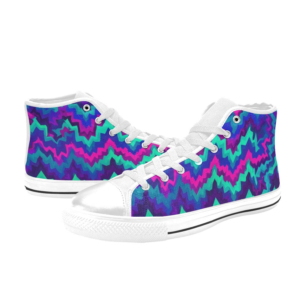 MEN'S Psychedelic Chevron Vortex High Top Canvas Vivid Sneakers