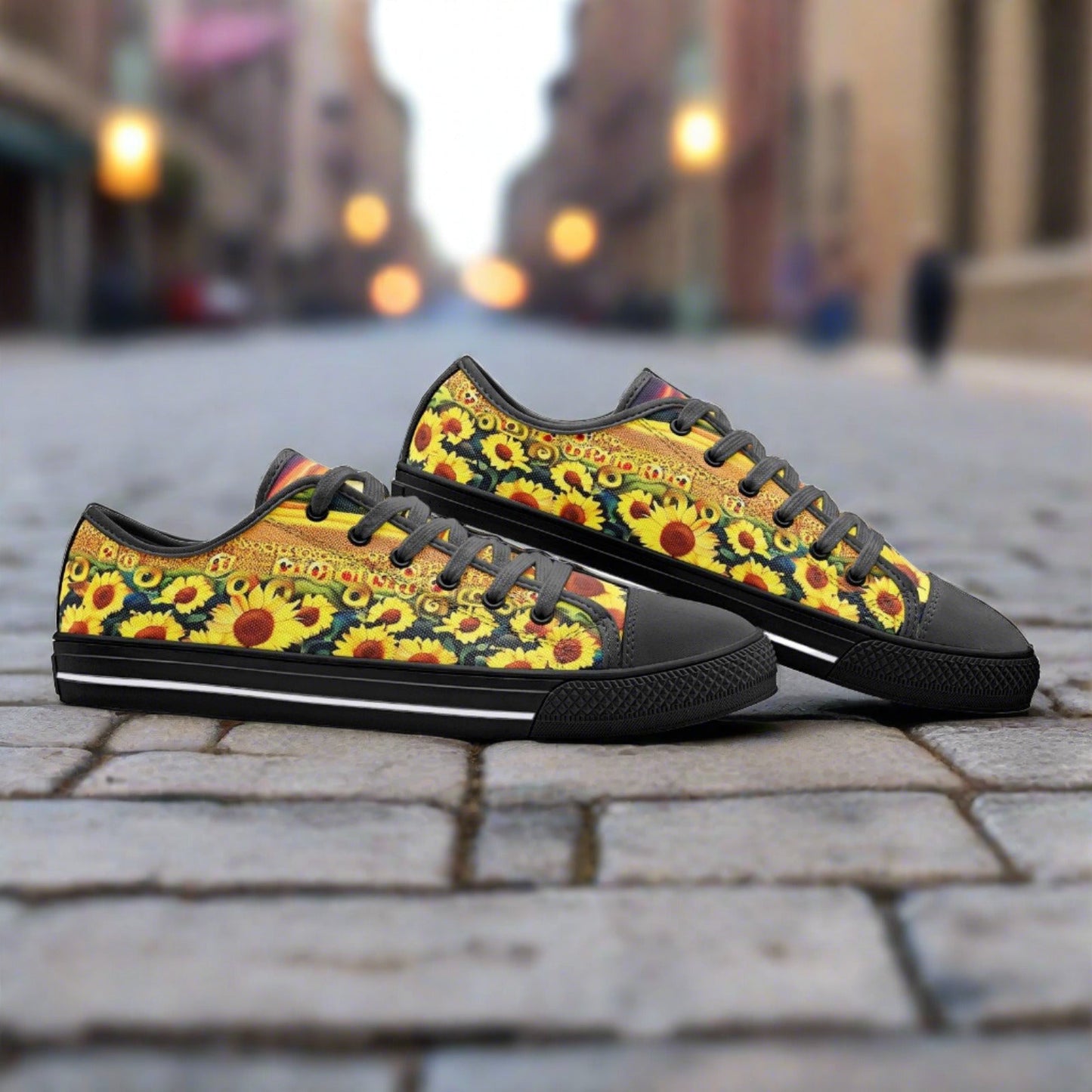 Cherry Blossom Red Gold Wearable Bold Art - Freaky Shoes | Custom Art Sneakers