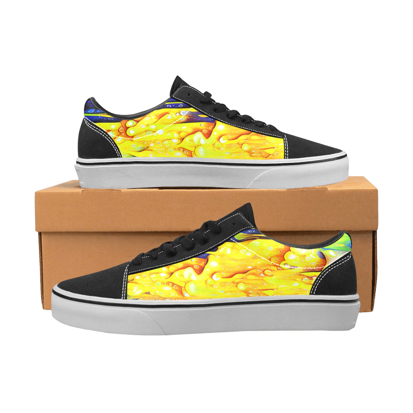 MEN'S Acid Drip 7 Low Top Skateboarding Wallpaper Art Custom Sneakers