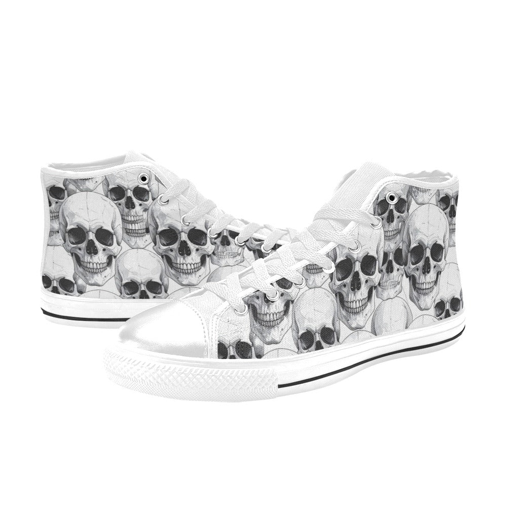 MEN'S Clean Skull Line Art High Top Canvas Wallpaper Art Custom Shoes