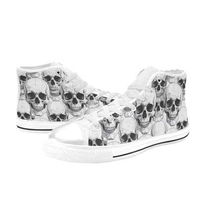 MEN'S Clean Skull Line Art High Top Canvas Wallpaper Art Custom Shoes
