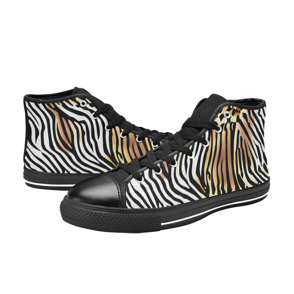 MEN'S Animal Print Art Men’S High Top Canvas Vibrant Chaos Custom Sneakers
