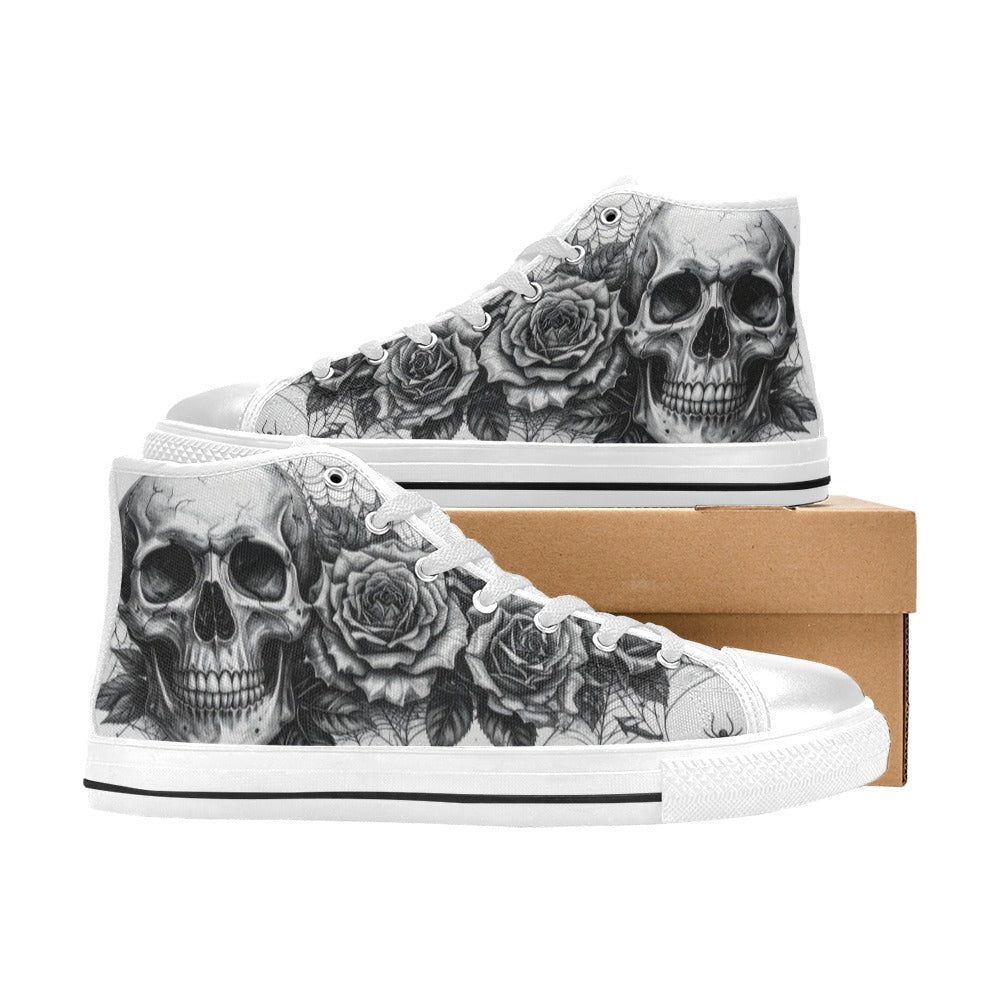 Gothic Dark Skull Art Men's High Top Canvas Shoes | Freaky Shoes®