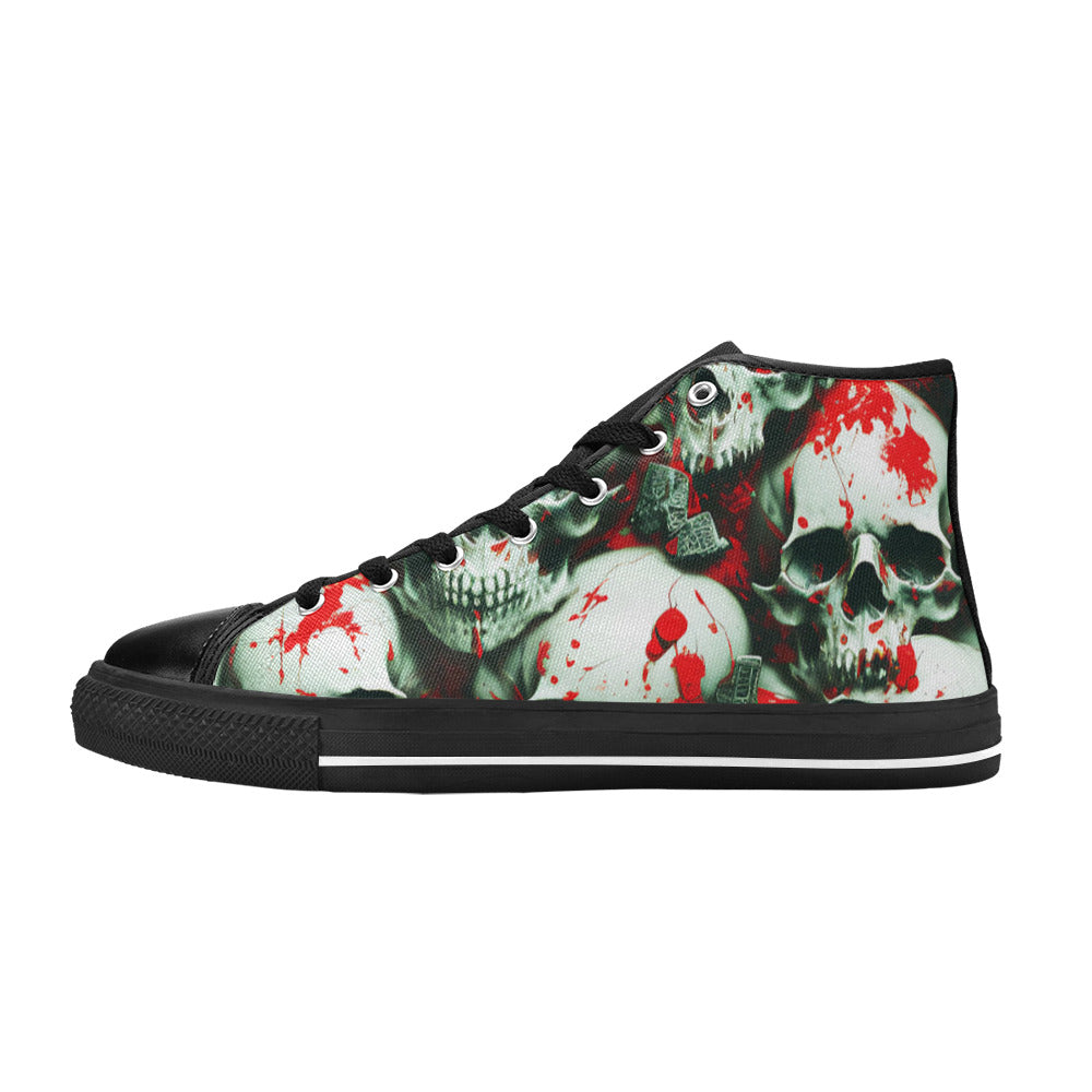 WOMEN'S Splatter Skulls 4 High Top Canvas Dreamcore Custom Shoes