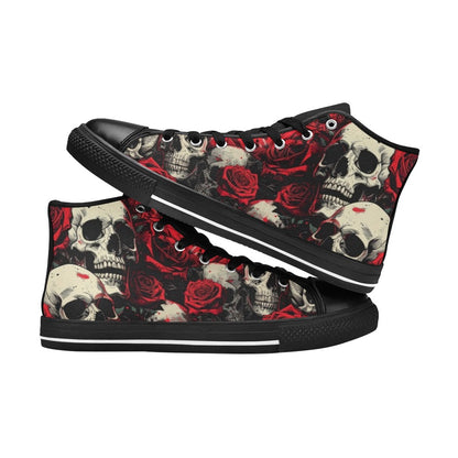WOMEN'S Comic Book Skull Roses High Top Canvas Dreamcore Custom Shoes