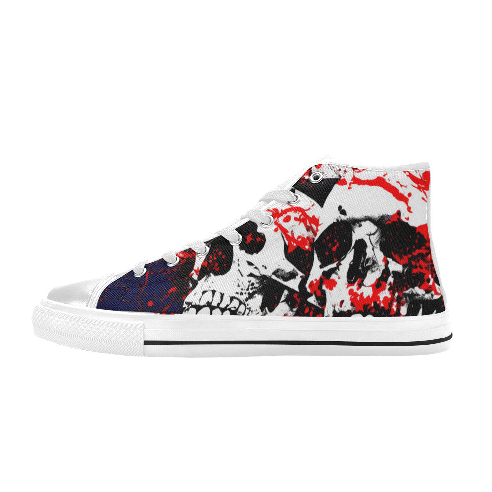 MEN'S Patriotic Splatter Skulls Men’S High Top Canvas Vivid Sneakers
