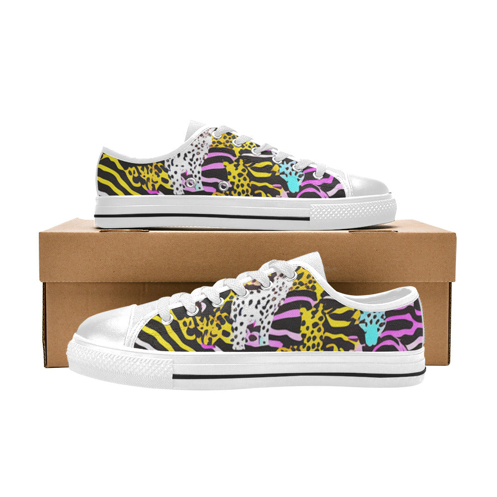 MEN'S Neon Animal Print Canvas Wallpaper Art Custom Sneakers