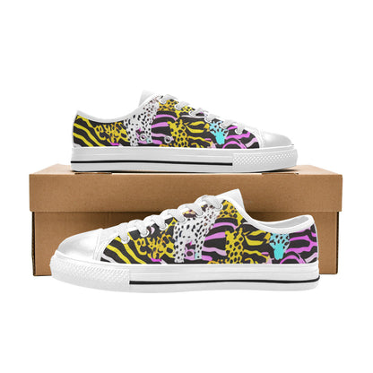 MEN'S Neon Animal Print Canvas Wallpaper Art Custom Sneakers