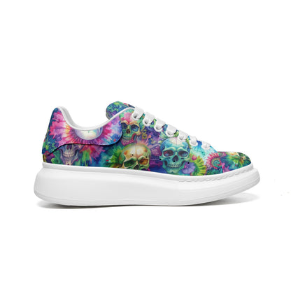 Tie Dye Skulls Platform Custom Sneakers | Unisex | Freaky Shoes®