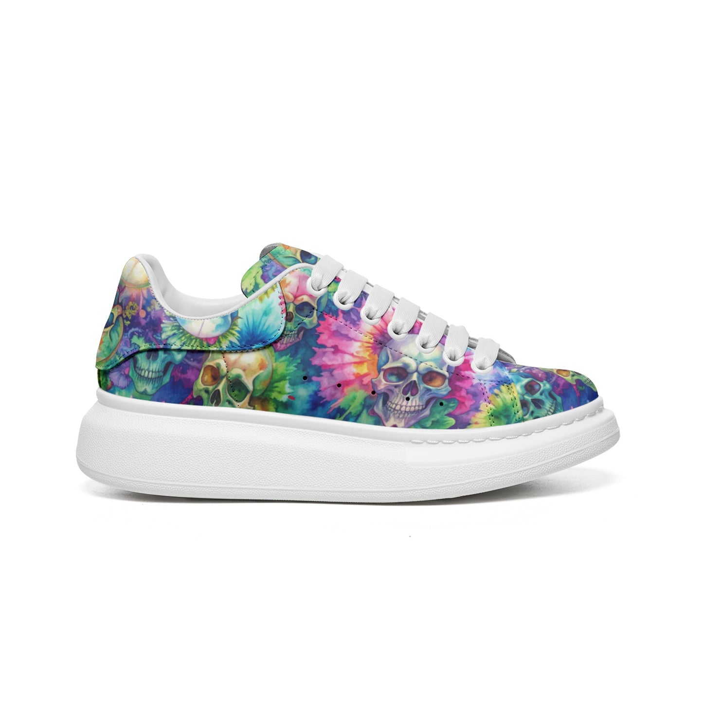 Tie Dye Skulls Platform Custom Sneakers | Unisex | Freaky Shoes®