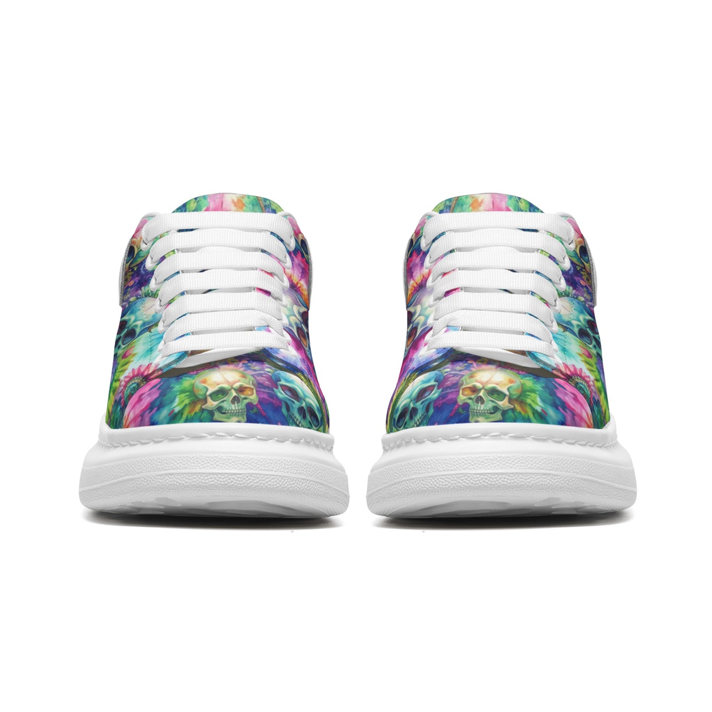 Tie Dye Skulls Platform Custom Sneakers | Unisex | Freaky Shoes®