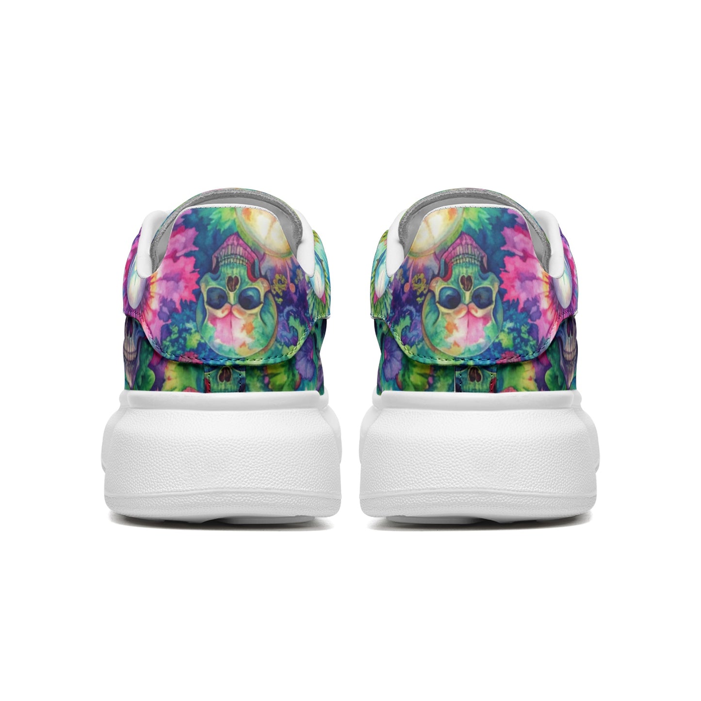 Tie Dye Skulls Platform Custom Sneakers | Unisex | Freaky Shoes®