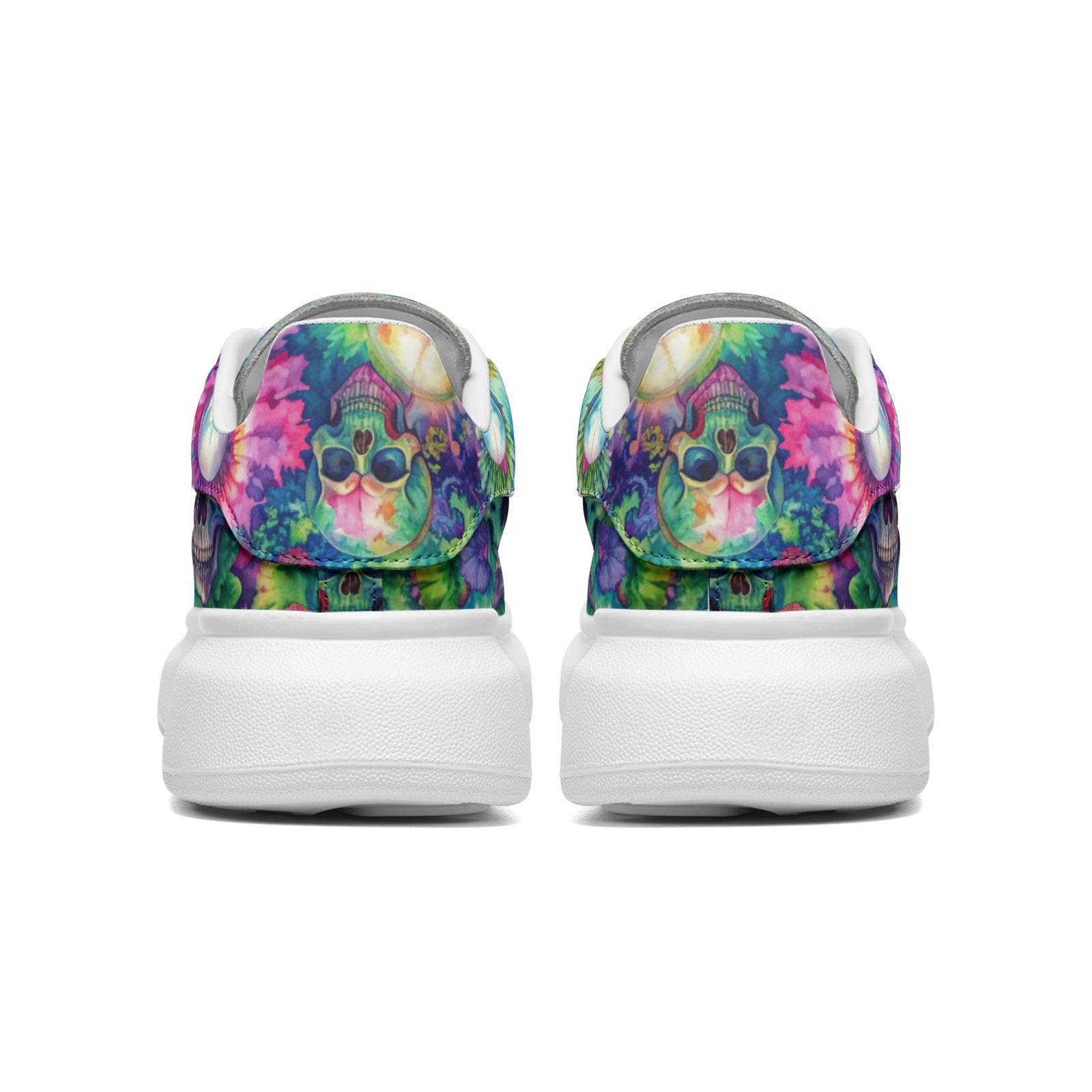 Tie Dye Skulls Platform Custom Sneakers | Unisex | Freaky Shoes®