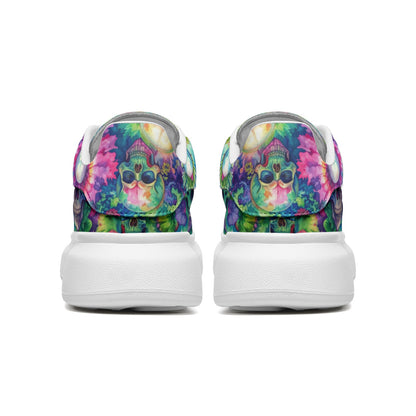 Tie Dye Skulls Platform Custom Sneakers | Unisex | Freaky Shoes®